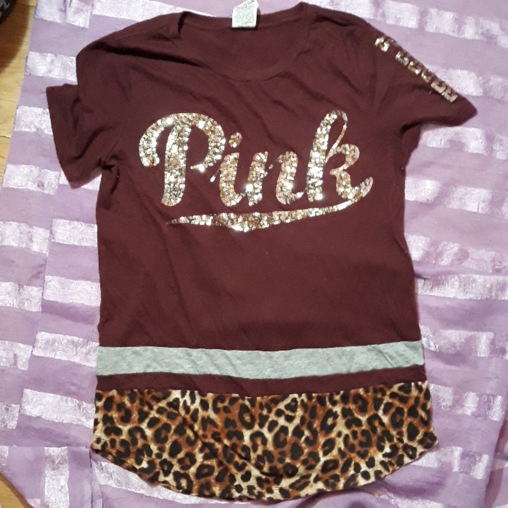 Pink maroon shirt with sequin lettering - Picture 3 of 4